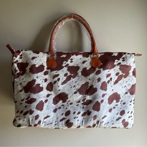 Cowprint Western Weekender Bag